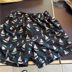 Perry Ellis Blue Sailboat Print Athletic Shorts